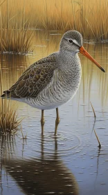 Detailed Realistic Bird Painting in Bronze and Orange Tones