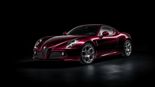 Exquisite Alfa Sports Car in Dimly Lit Room - Captivating Automotive Art