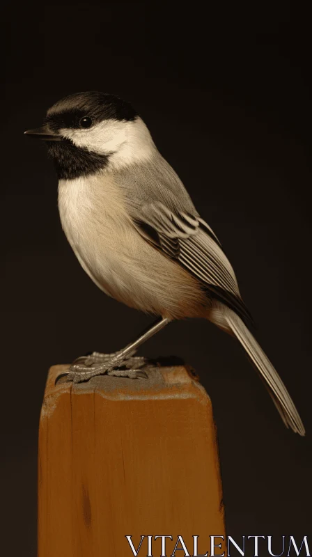 Black Bird on Wooden Sculpture - Photorealistic Art Photography AI Image