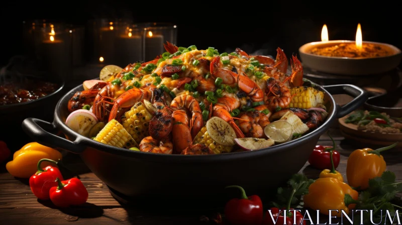 AI ART Delicious Seafood Bowl with Shrimp, Corn, and Potatoes