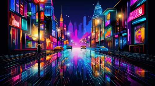 Enchanting Night Cityscape Painting