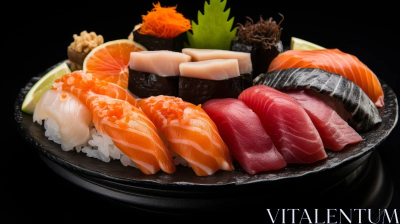 Exquisite Sushi Plate Composition AI Image