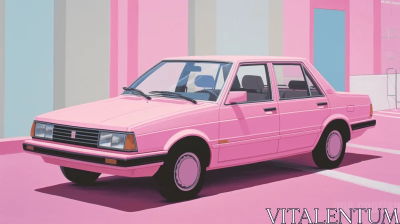 Intricate Abstract Painting of a Pink Car | Unique Artwork AI Image