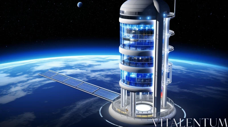 AI ART Futuristic Space Elevator for Spacecraft Launch and Cargo Transport