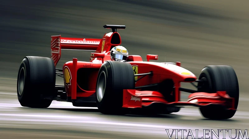 AI ART Red Formula 1 Race Car in Motion
