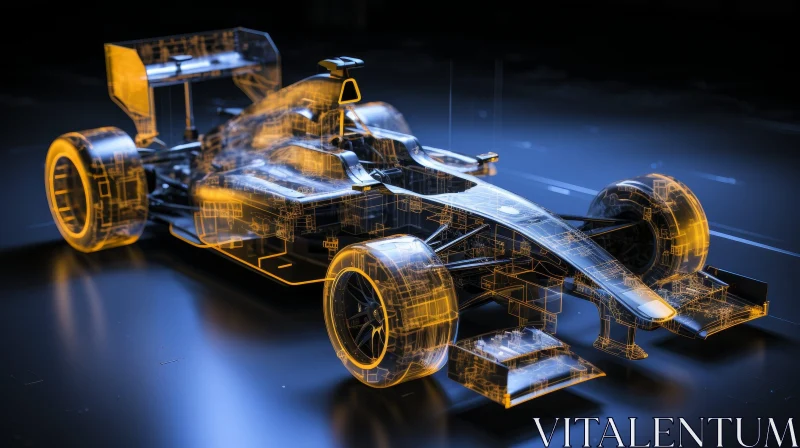 AI ART Sleek Formula 1 Racing Car in Wireframe Style