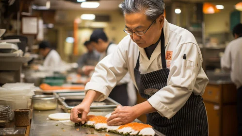 Sushi Chef Slicing Salmon: Culinary Artistry Revealed!