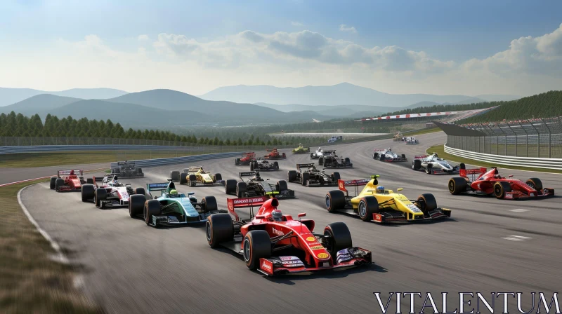 Formula 1 Racing: High-Speed Cars on Track AI Image