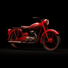 Luminous Red Motorcycle in Realistic Style | Soviet Socialist Realism | Swiss Influence