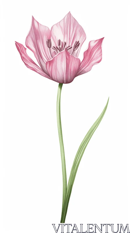 Pink Tulip in Naturecore Illustration - Floral Artwork AI Image