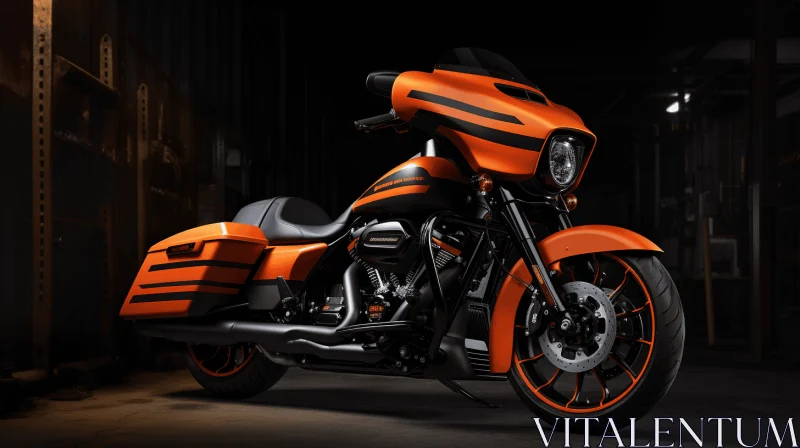 Striking Orange and Black Harley Davidson Street Glide Motorcycle AI Image