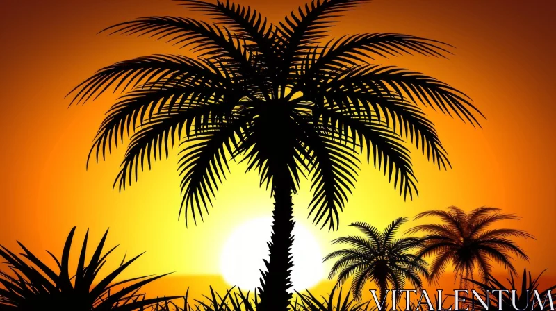 Tranquil Desert Sunset Digital Painting AI Image