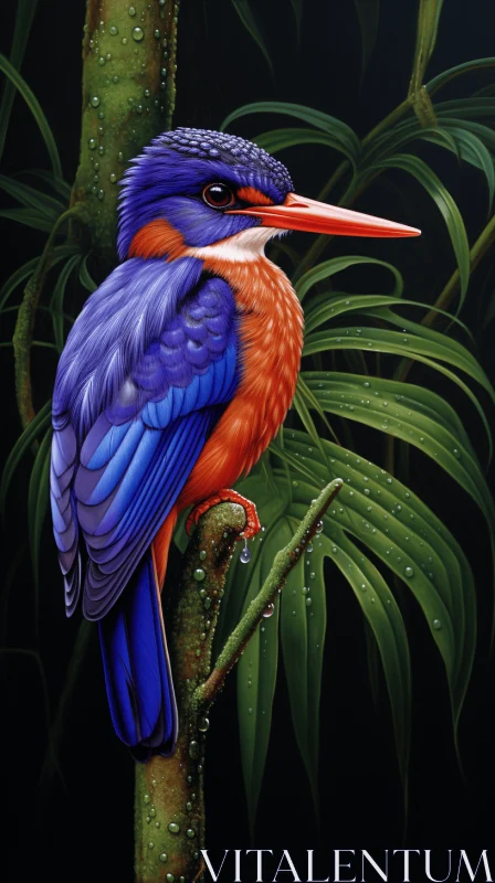 Tropical Island Kingfisher: A Glistening Gloomy Vision AI Image