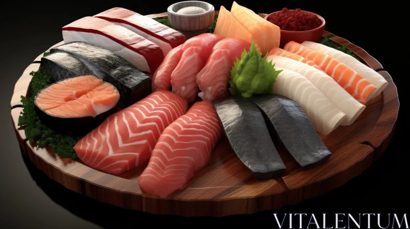 Delicious Sushi Plate - Fresh Fish and Vegetables AI Image