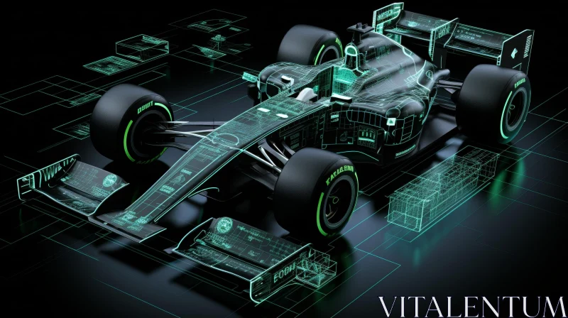 Sleek Formula 1 Car Design in Black and Green AI Image
