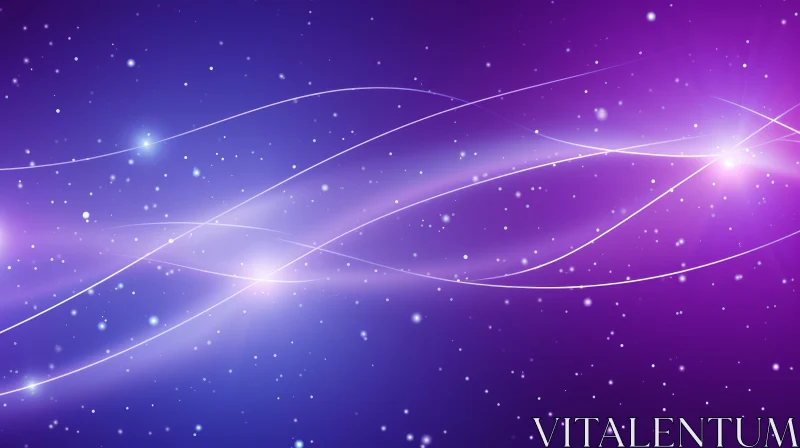 Smooth Purple to Blue Abstract Background with Stars and Lines AI Image