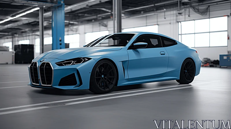 Blue BMW M8 Sports Coupe: Hyperrealistic and Photorealistic Art AI Image