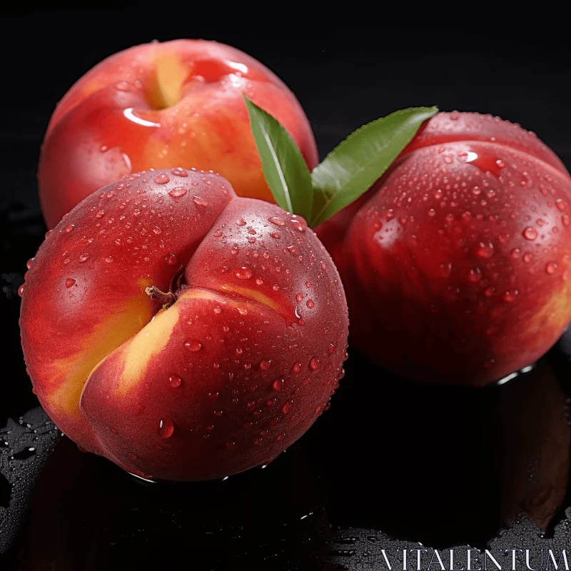 Captivating and Realistic Peaches with Water Droplets - A Visual Delight AI Image