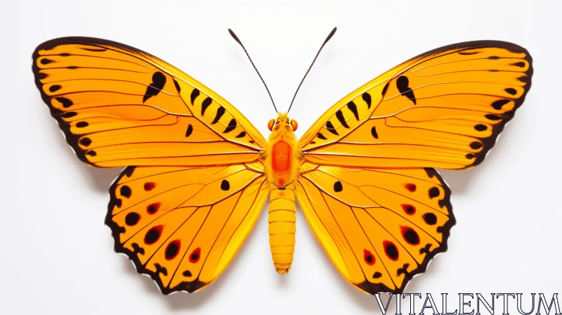 Close-Up Shot of Large Orange Butterfly on White Background AI Image