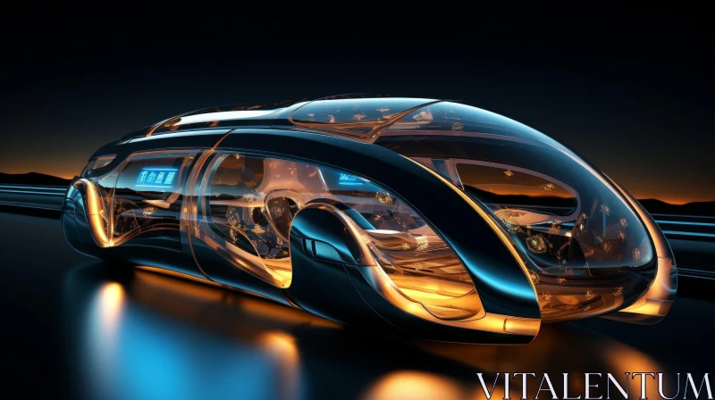 Dark Futuristic Car Under Starry Sky AI Image