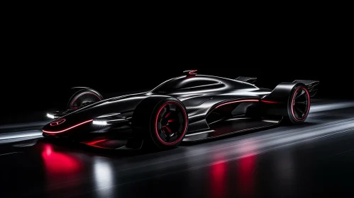 Futuristic Black Sports Car with Red Glowing Elements