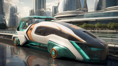 Modern Futuristic Car in Urban City Setting