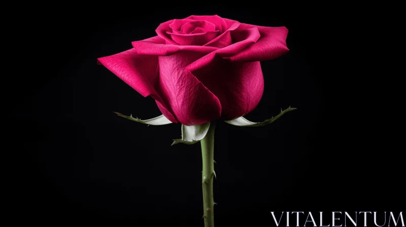 Monochromatic Gothic Romance: Pink Rose Against Black AI Image