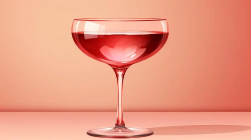 Elegant 3D Wine Glass Rendering on Peach Background