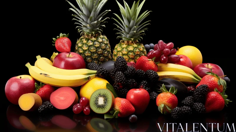 Exotic and Accurate Pile of Various Fruits on a Black Background AI Image