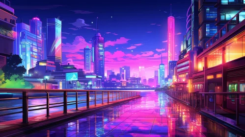 Futuristic Cyberpunk Cityscape - Neon Lights & Flying Cars