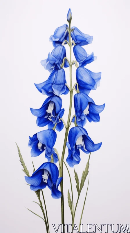 Blue Foxglove Flowers: A Study in Anamorphic Art AI Image