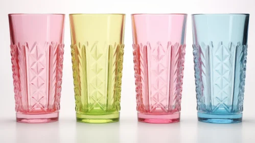 Colorful Drinking Glasses Set on White Background