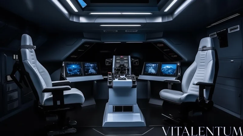 AI ART Futuristic Spaceship Cockpit with Control Panel
