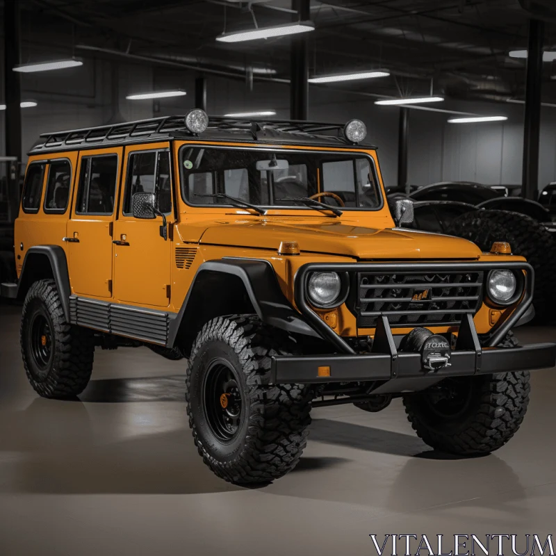 AI ART Orange Jeep in a Small Black Garage | Bold and Stylish Design