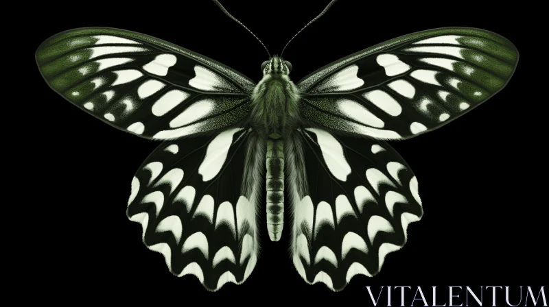 AI ART Monochrome Butterfly Against Dark Backdrop: A Study in Contrast
