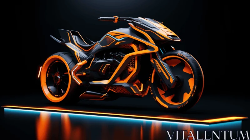 Captivating Orange and Blue Motorcycle | Futuristic Digital Art AI Image
