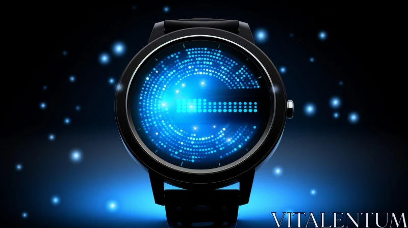 Innovative Futuristic Watch with Blue Lights AI Image
