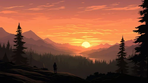 Majestic Mountain Sunset Landscape