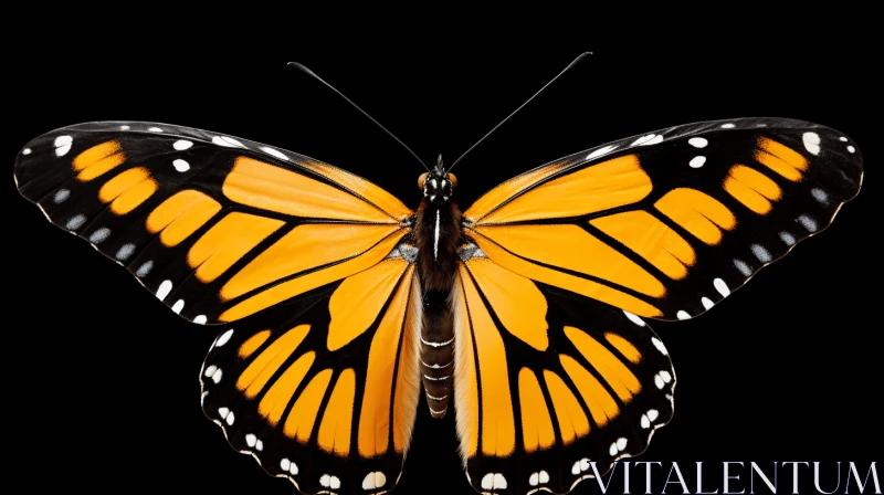 Monarch Butterfly on Black Background - Nature's Artistry AI Image