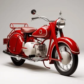 Vintage Red Motorcycle on Grey Background - Photorealistic Rendering