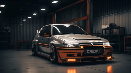 Captivating Grey Car in Garage - Retrocore Style