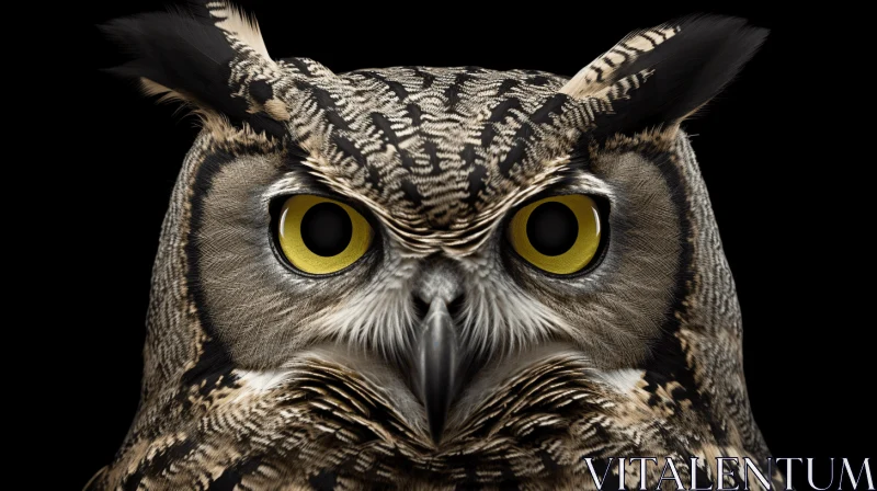 Captivating Owl Portrait on Black Background AI Image