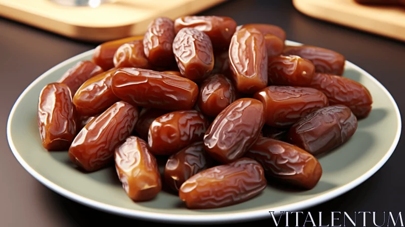 Delicious Dates on a Dark Wooden Surface - A Crisp and Clean Image AI Image