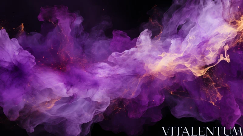 AI ART Ethereal Purple and Gold Smoke Cloud | 3D Rendering