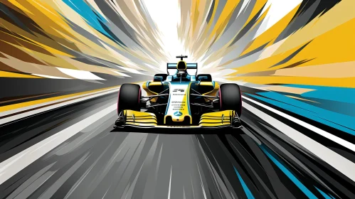 Formula 1 Car in Motion - Abstract Poster Design