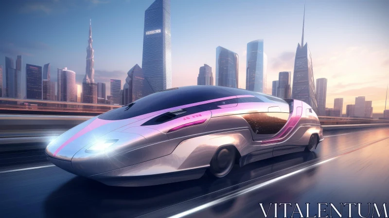Futuristic Cityscape with Flying Car | Urban Technology Art AI Image