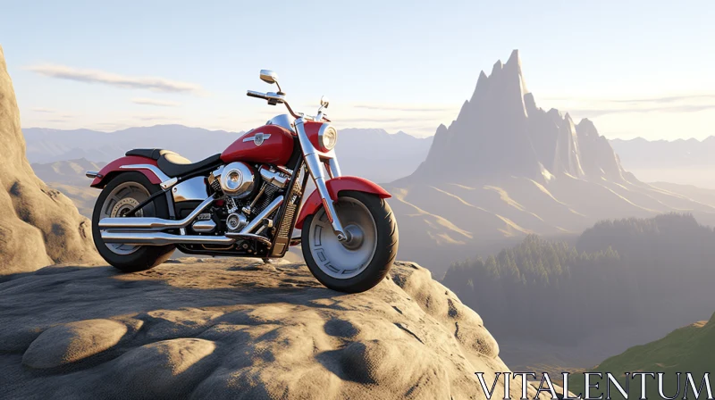 Majestic Mountain Motorcycle: Unreal Engine Rendered Art AI Image
