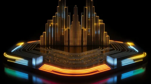 Neon Cityscape: Abstract 3D Rendering