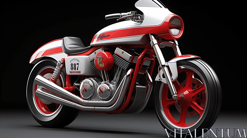Red and White Motorcycle - Realistic and Detailed Renderings AI Image
