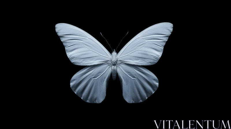White Butterfly on Black Background: A Study in Monochromatic Harmony AI Image